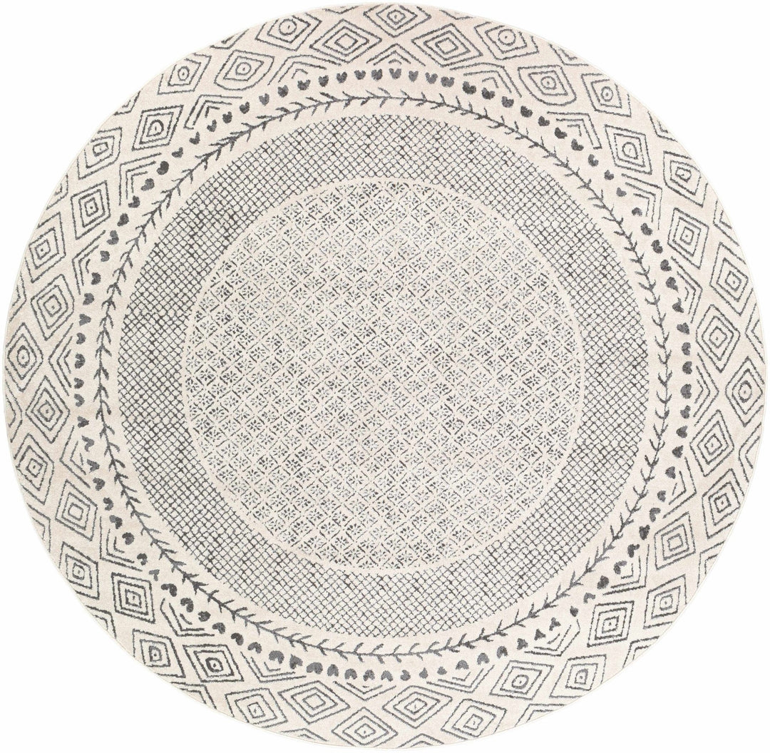 Premium modern geometrical Ivory and Charcoal Multi size area Rug - The Rug Decor