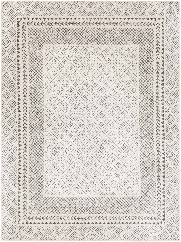 Premium modern geometrical Ivory and Charcoal Multi size area Rug - The Rug Decor