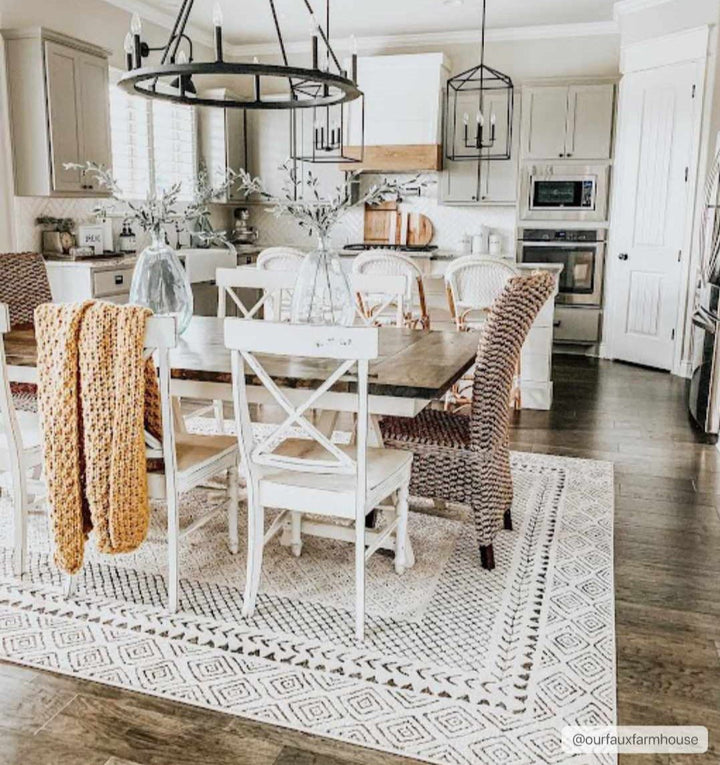 Premium modern geometrical Ivory and Charcoal Multi size area Rug - The Rug Decor