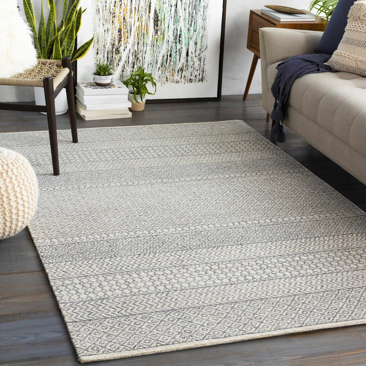 Premium style Ivory and Charcoal Hand Tufted Tribal Multi size Wool Area Rug - The Rug Decor