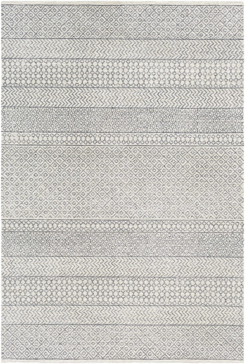 Premium style Ivory and Charcoal Hand Tufted Tribal Multi size Wool Area Rug - The Rug Decor