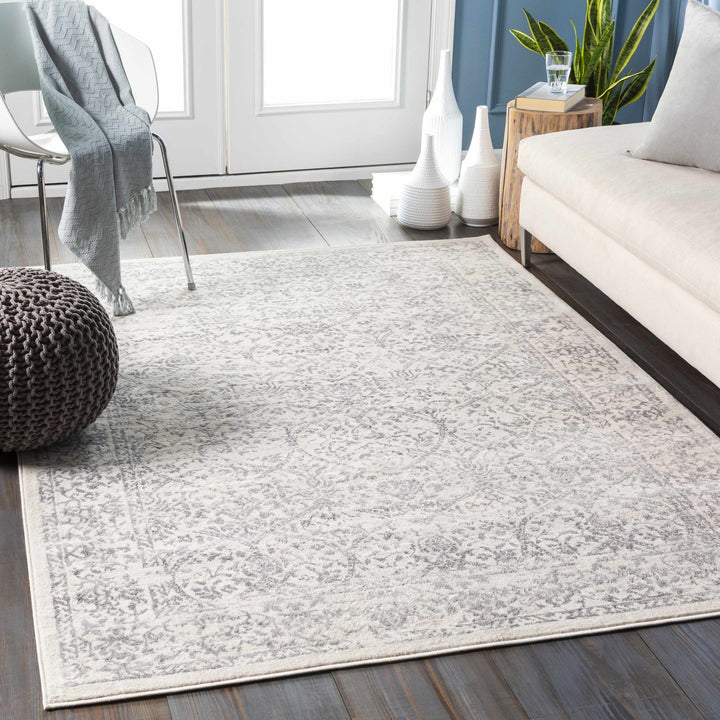 Premium style Traditional Ikat Design Ivory, Beige and Charcoal Area Rug - The Rug Decor
