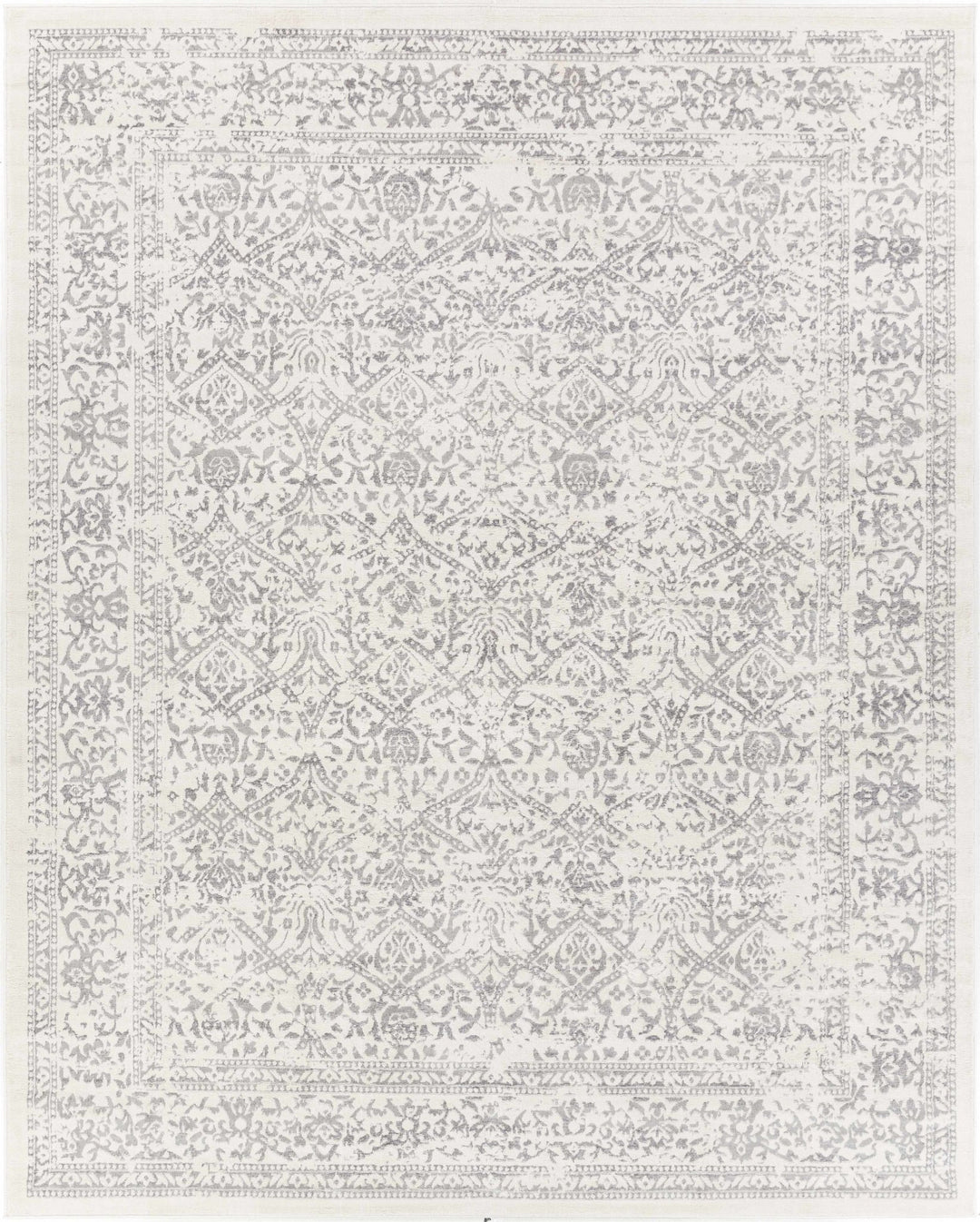 Premium style Traditional Ikat Design Ivory, Beige and Charcoal Area Rug - The Rug Decor