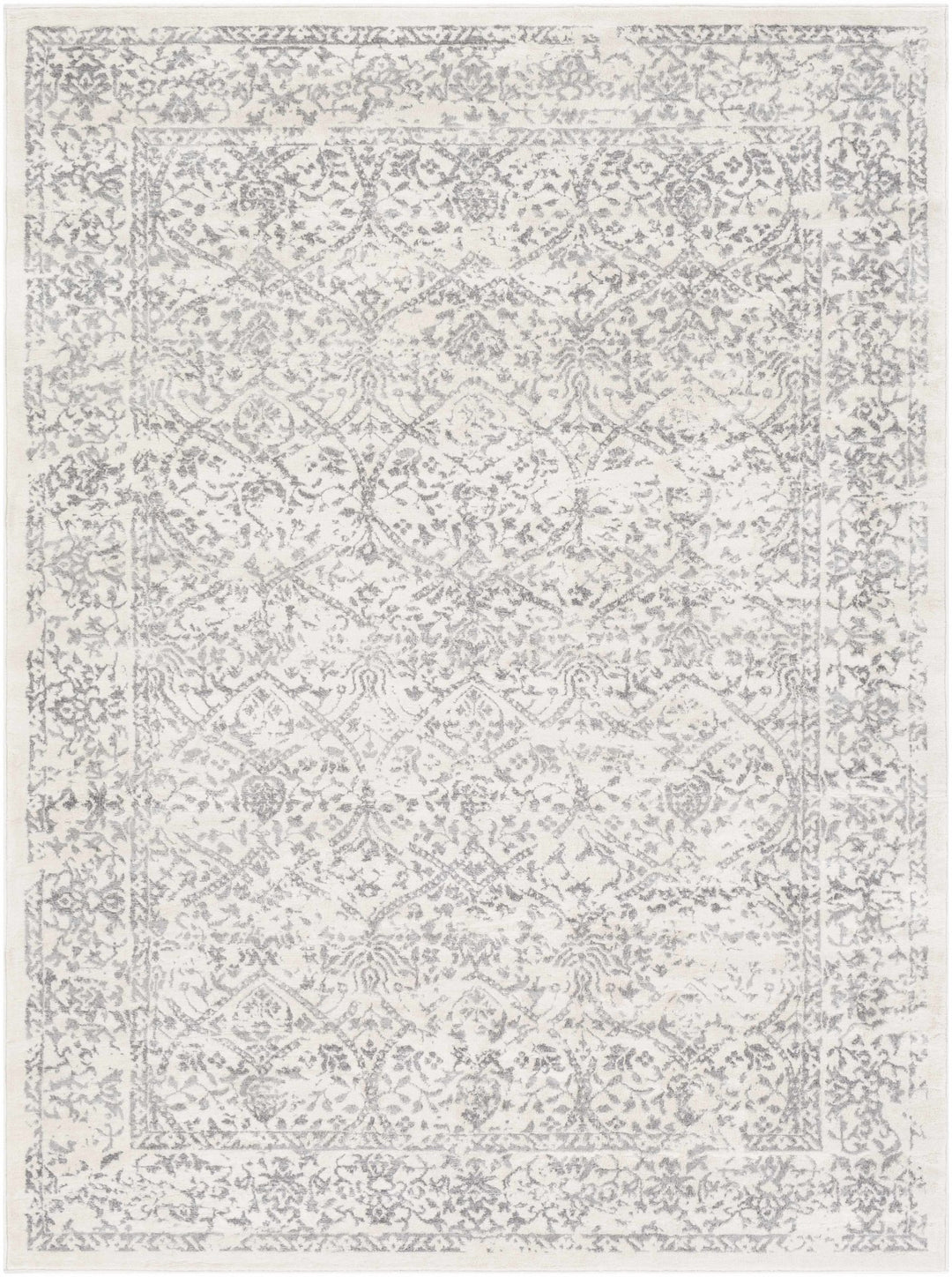Premium style Traditional Ikat Design Ivory, Beige and Charcoal Area Rug - The Rug Decor