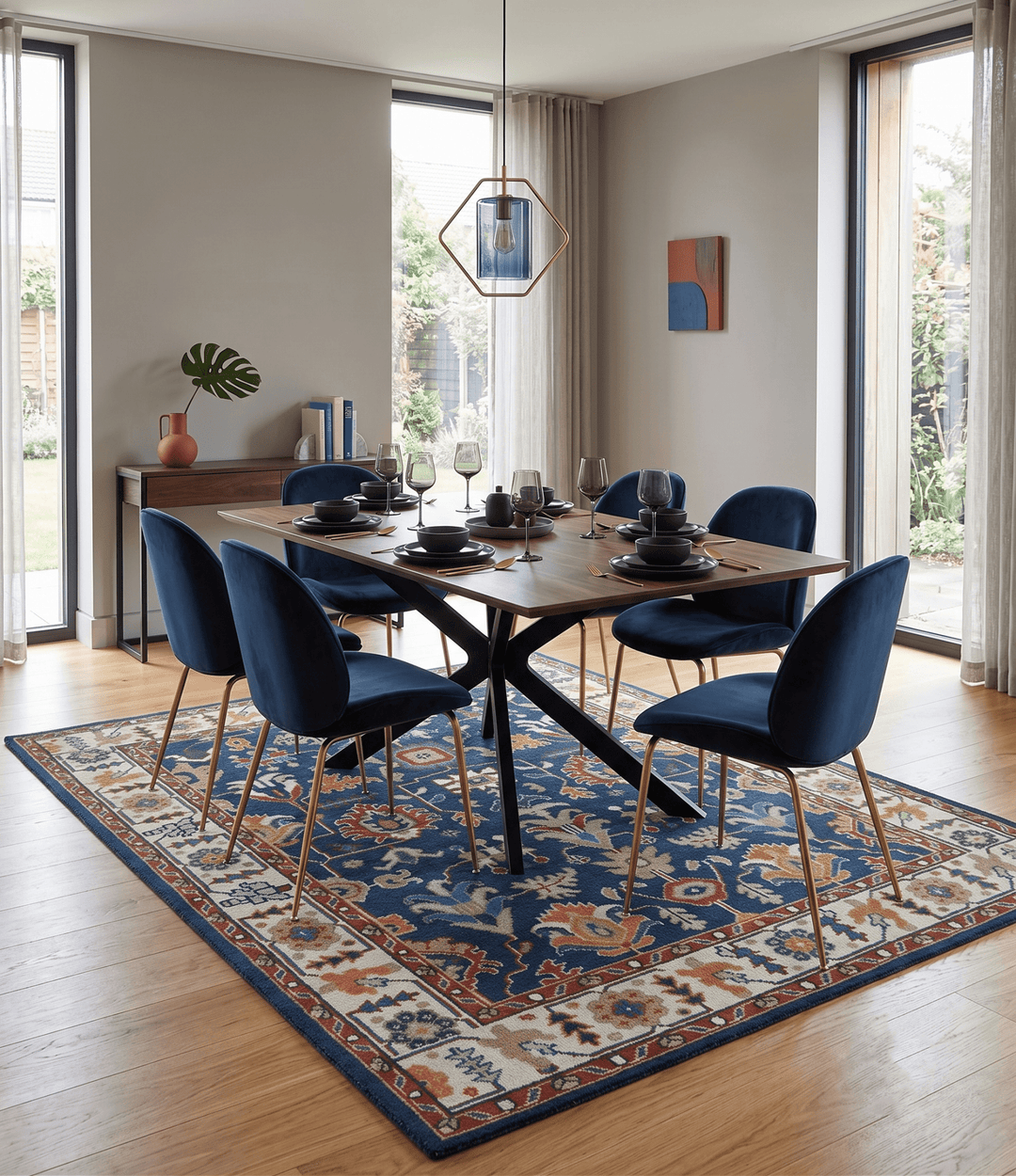 Premium Style Vibrant Colorful Blue, Ivory, Rust and Orange Traditional Hand Knotted Oriental Oushak Multi Size wool Area Rug - The Rug Decor