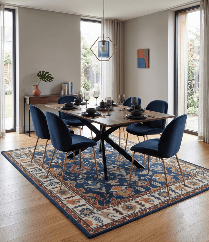 Premium Style Vibrant Colorful Blue, Ivory, Rust and Orange Traditional Hand Knotted Oriental Oushak Multi Size wool Area Rug - The Rug Decor