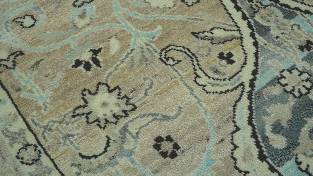 Traditional Oriental Design Beige Hand knotted 6x8.7 Wool Area Rug