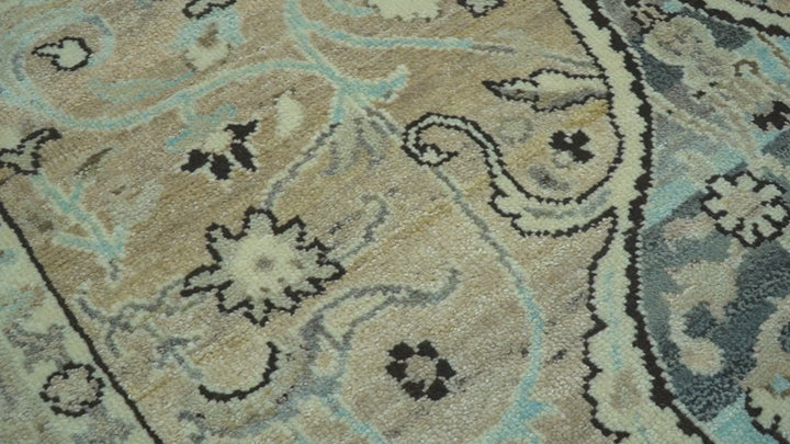 Traditional Oriental Design Beige Hand knotted 6x8.7 Wool Area Rug