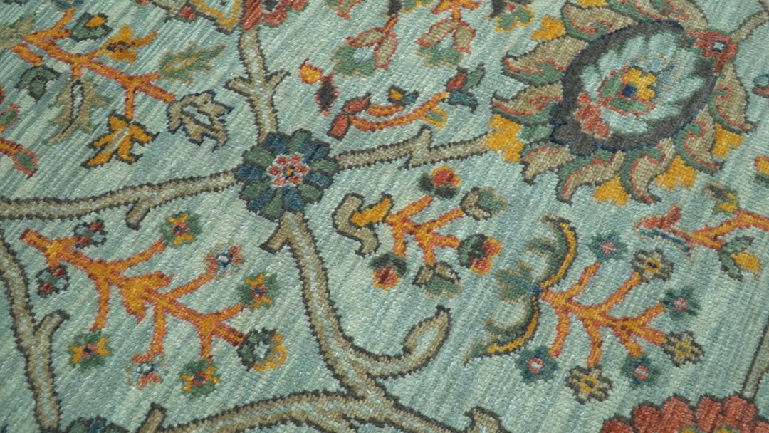 Blue Traditional Turkish knot fine 9.6x12 Hand knotted Wool Area Rug