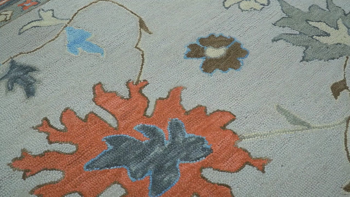 Custom Made Traditional Oushak Silver Hand Tufted Wool Area Rug