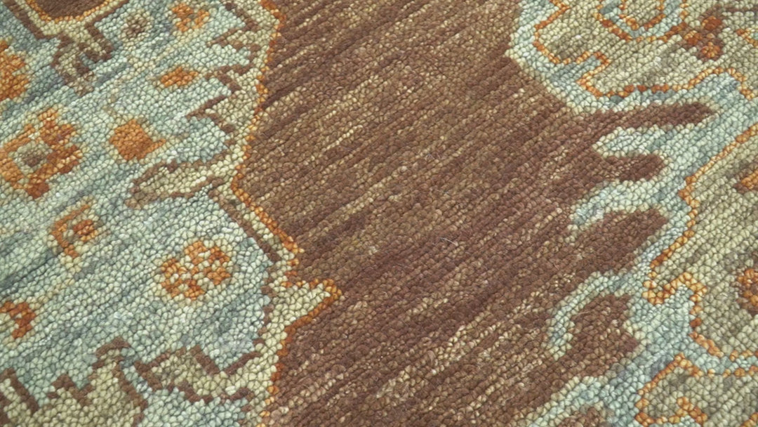 Custom Made Traditional Heriz Brown, Beige and Rust Hand Knotted wool area rug