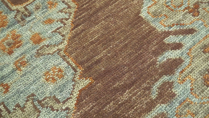 Custom Made Traditional Heriz Brown, Beige and Rust Hand Knotted wool area rug