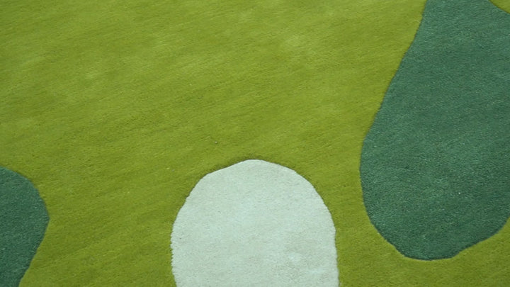 Custom Made Hand Tufted Green Modern Abstract Design Wool shape Rug