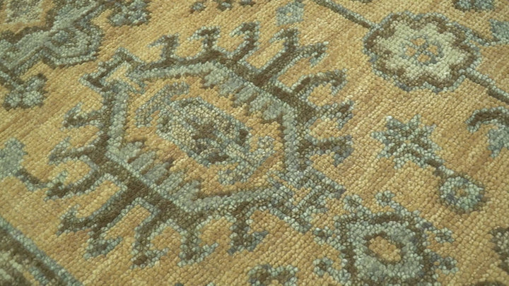 Custom Made Traditional Geometrical Design Peach And Silver Hand Knotted wool area rug