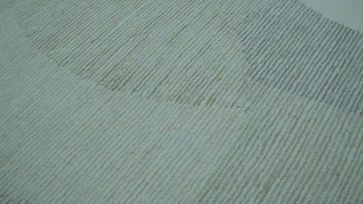 Custom Made Ivory, Gray and Beige Modern Contemporary Hand Tufted wool rug