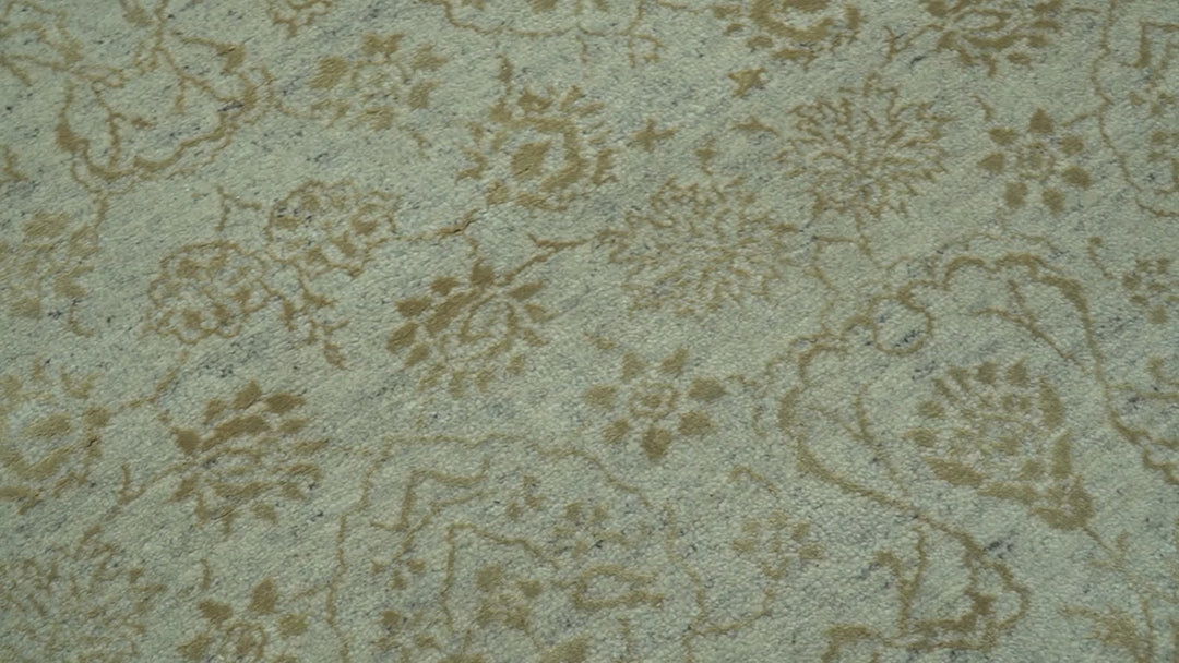 Traditional Design Ivory, Silver and Brown 7x9 Hand Knotted wool rug