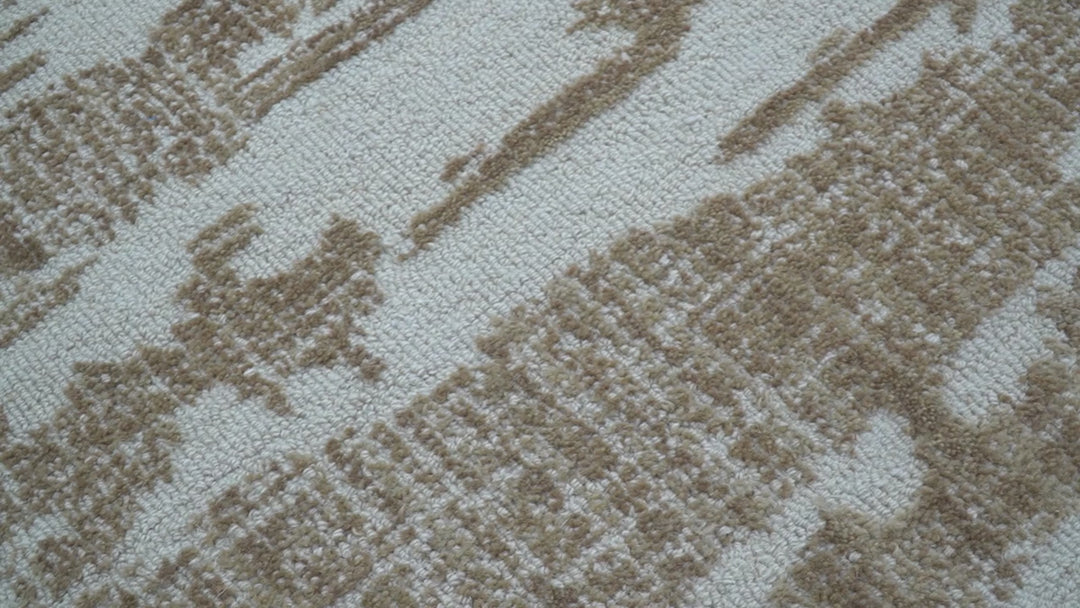 Ella Custom Made Abstract Brown And Ivory Hand Tufted wool rug