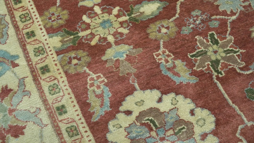 Traditional Design Red And Beige 8x10 Hand Knotted wool rug