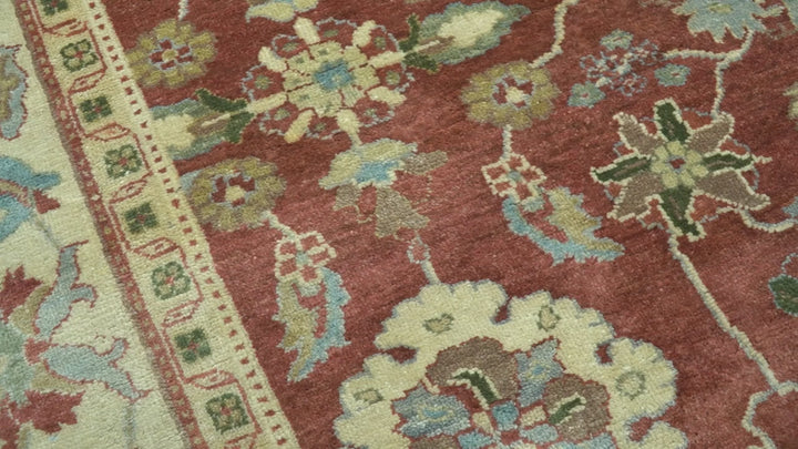 Traditional Design Red And Beige 8x10 Hand Knotted wool rug