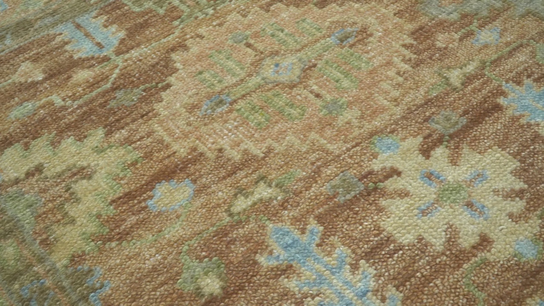 Custom Made Traditional Turkish Rust And Peach Hand Knotted Wool Area Rug