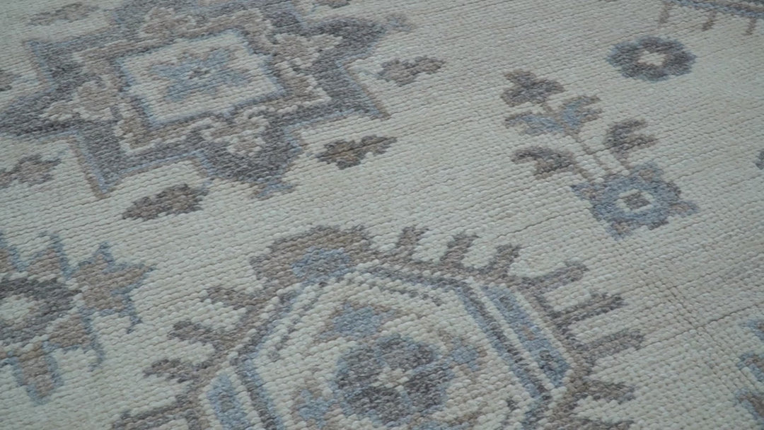 Luxe Custom Made Turkish Ivory Hand knotted Wool And Linen Blend Rug