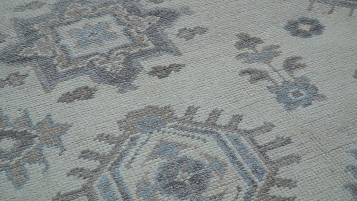 Luxe Custom Made Turkish Ivory Hand knotted Wool And Linen Blend Rug