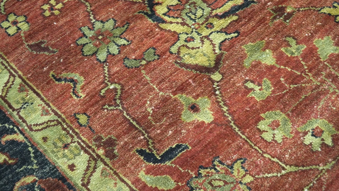 Traditional Fine Turkish design Rust And Beige 8x10 Hand Knotted Wool Area Rug