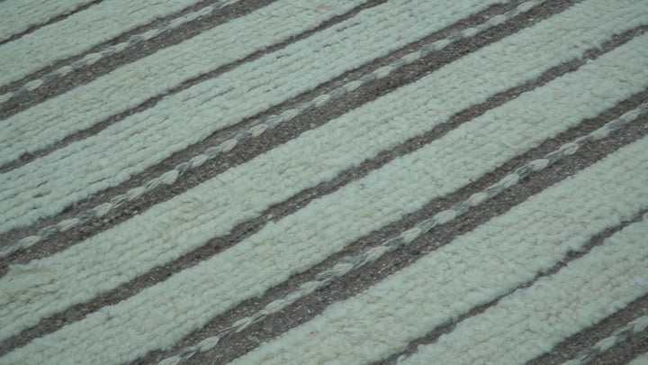 Krabi Contemporary Ivory And Brown Hand Knotted Wool Rug