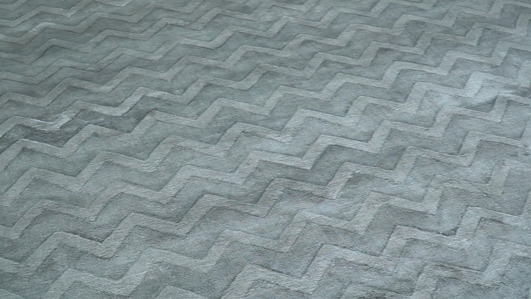 Modern Geometrical Design Dark Teal Hand Loom 9.5x13 Art Silk Area Rug