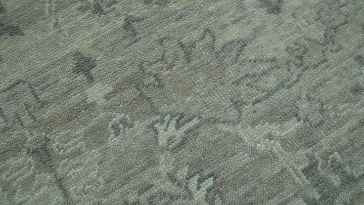 Custom Made Silver Brown Traditional Transitional Hand Knotted Wool Rug