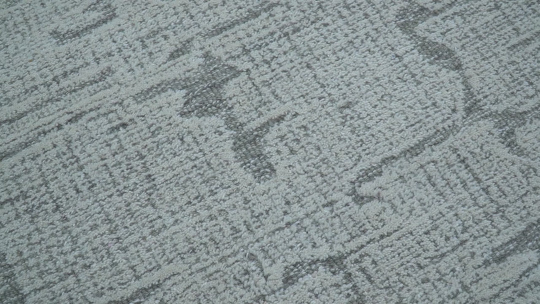 Ella Custom Made Contemporary Gray And Ivory Hand Tufted wool rug