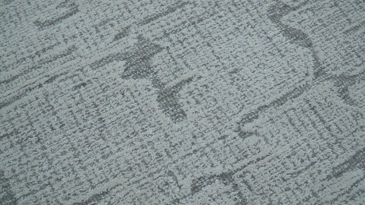 Ella Custom Made Contemporary Gray And Ivory Hand Tufted wool rug