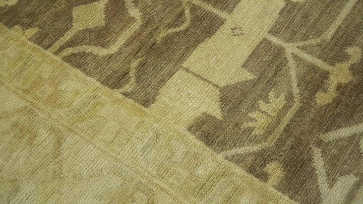 Beige And Brown Traditional Oushak Hand knotted Wool Area Rug