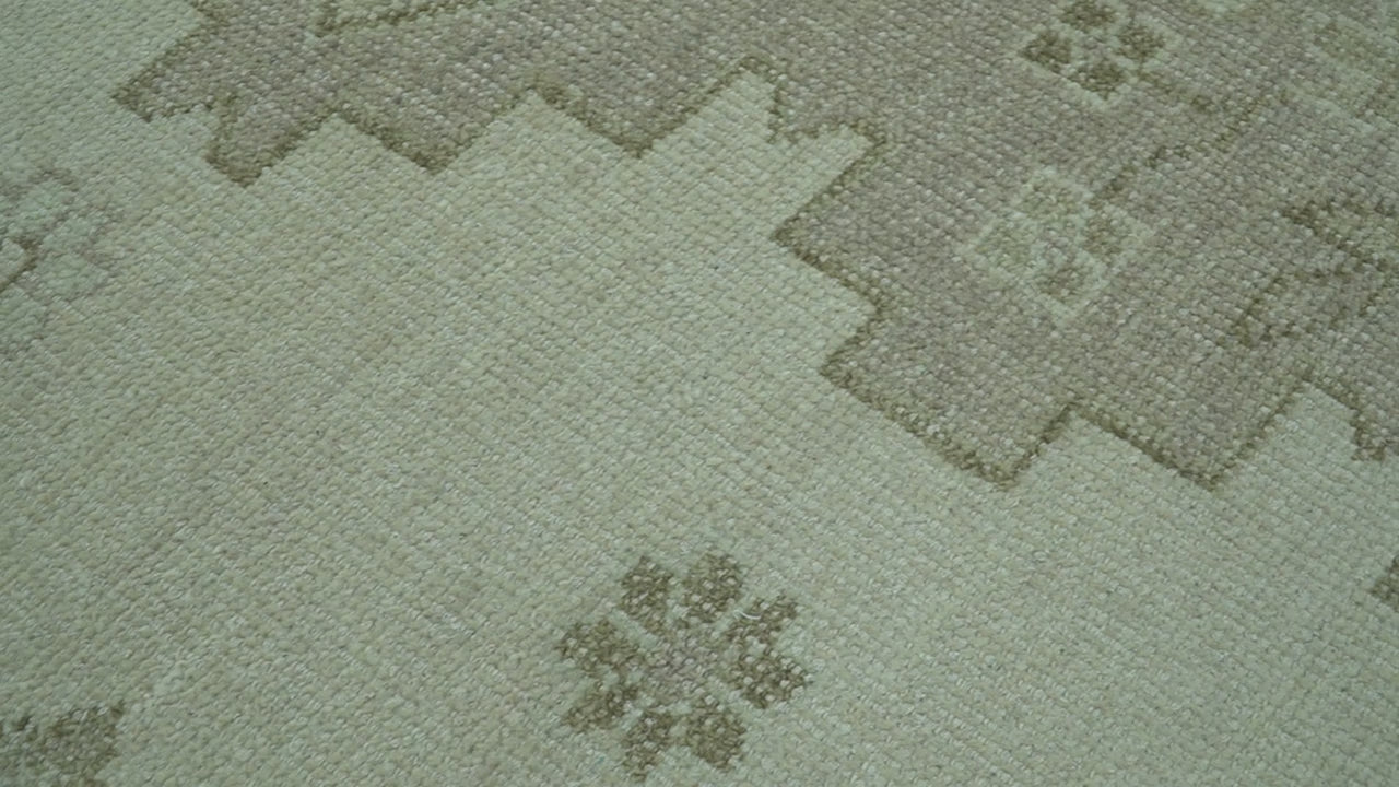 Custom Made Beige Traditional Turkish Design Hand knotted Wool Area Rug