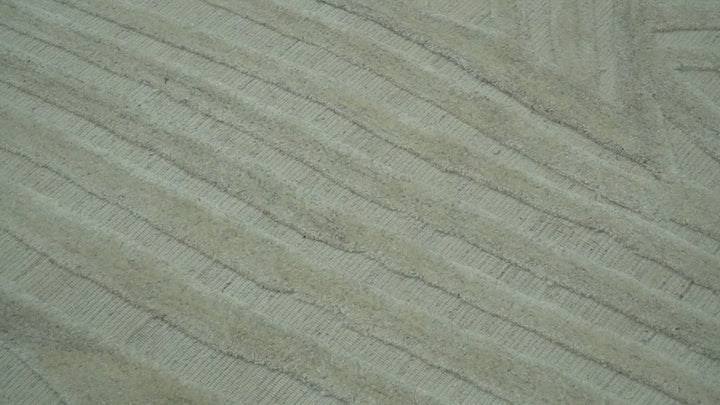 Modern Geometrical Pattern Silver Hand Knotted 10x13 Wool Area Rug