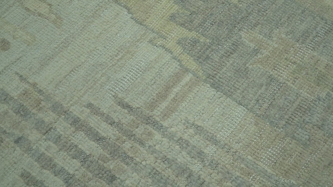 Modern Ikat Design distressed Beige And Charcoal Hand Knotted Custom Made wool rug