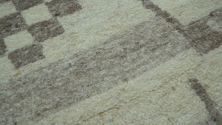 Tribal Custom Made Contemporary Beige Hand knotted Wool Area Rug