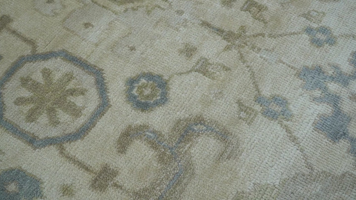 Hand Knotted Traditional Oushak Design Ivory And Gray 6x9 Wool Rug