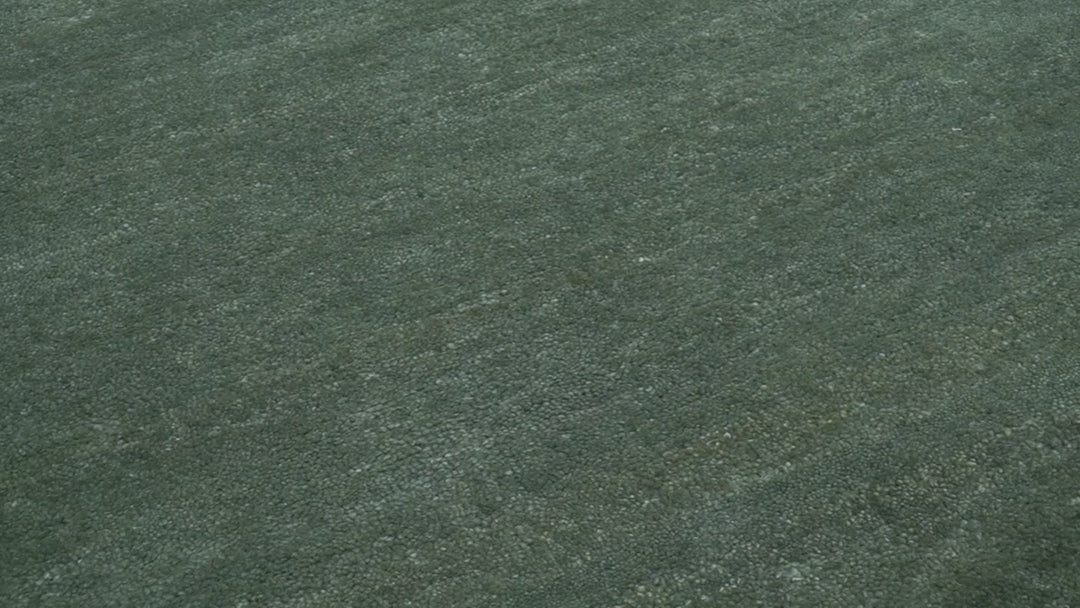 Custom Made Modern Solid Green Hand Tufted Wool Area Rug