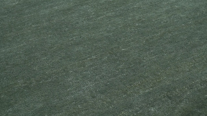 Custom Made Modern Solid Green Hand Tufted Wool Area Rug