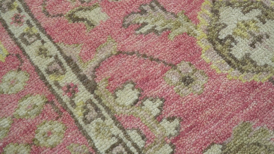Custom Made Pink and Beige Oushak Hand Knotted Wool Rug