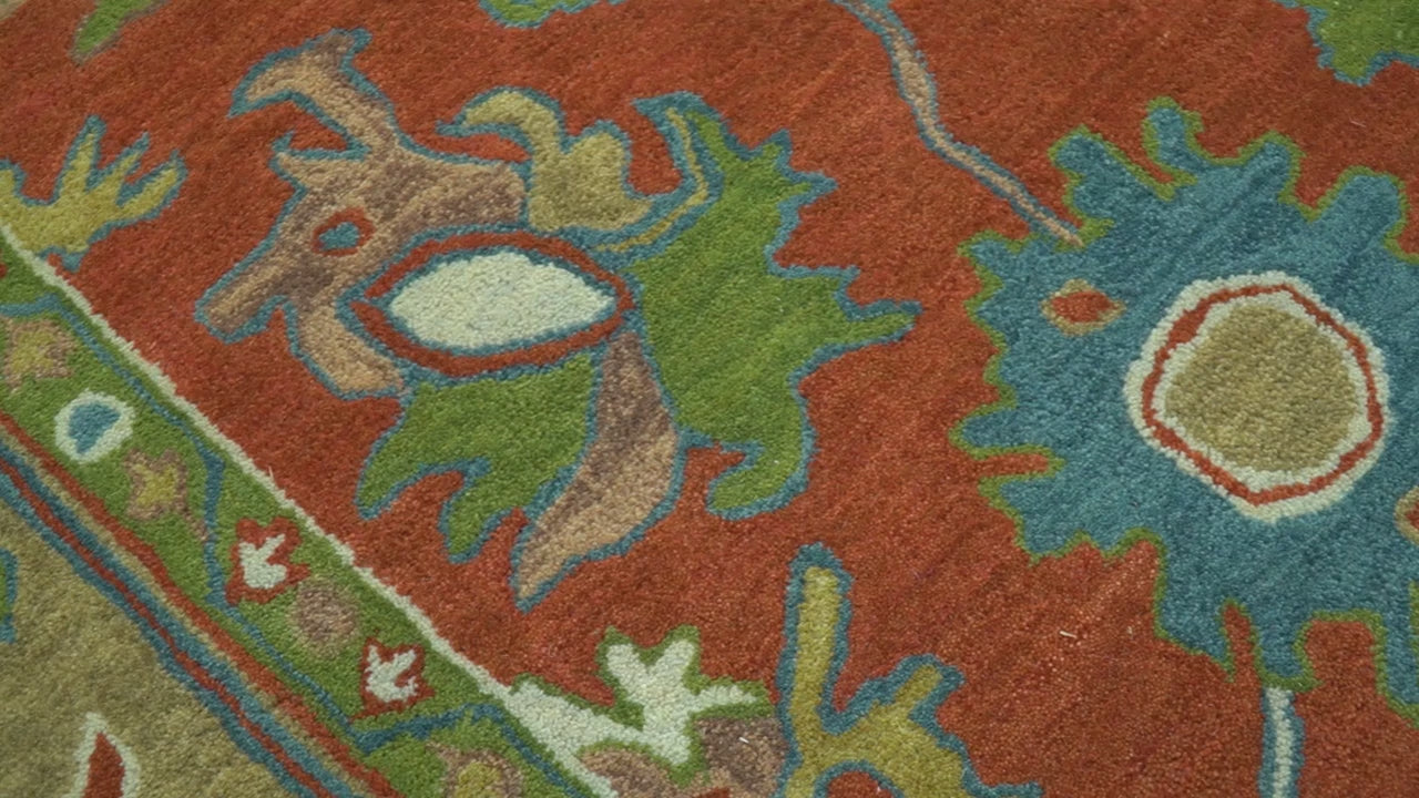 Rust And Beige Traditional Oushak Design Hand Tufted 8x10 Wool Area Rug