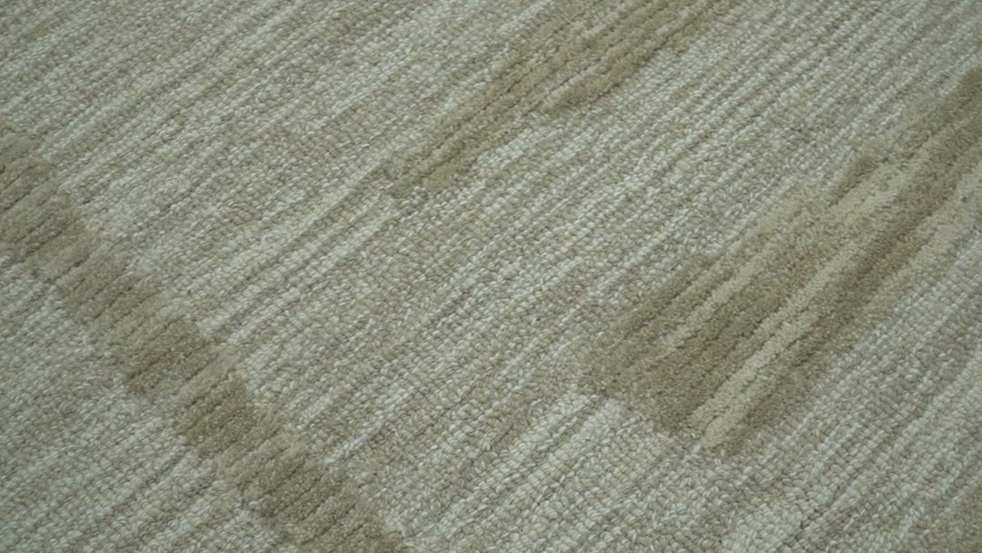 Custom Made brown And Ivory Modern Abstract Pattern Hand Tufted Wool Area Rug