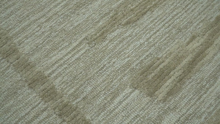 Custom Made brown And Ivory Modern Abstract Pattern Hand Tufted Wool Area Rug