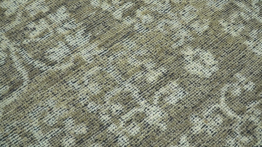 Custom Made Traditional Design Olive Hand Knotted Wool Area Rug