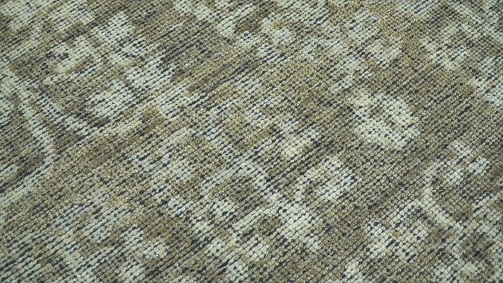 Custom Made Traditional Design Olive Hand Knotted Wool Area Rug