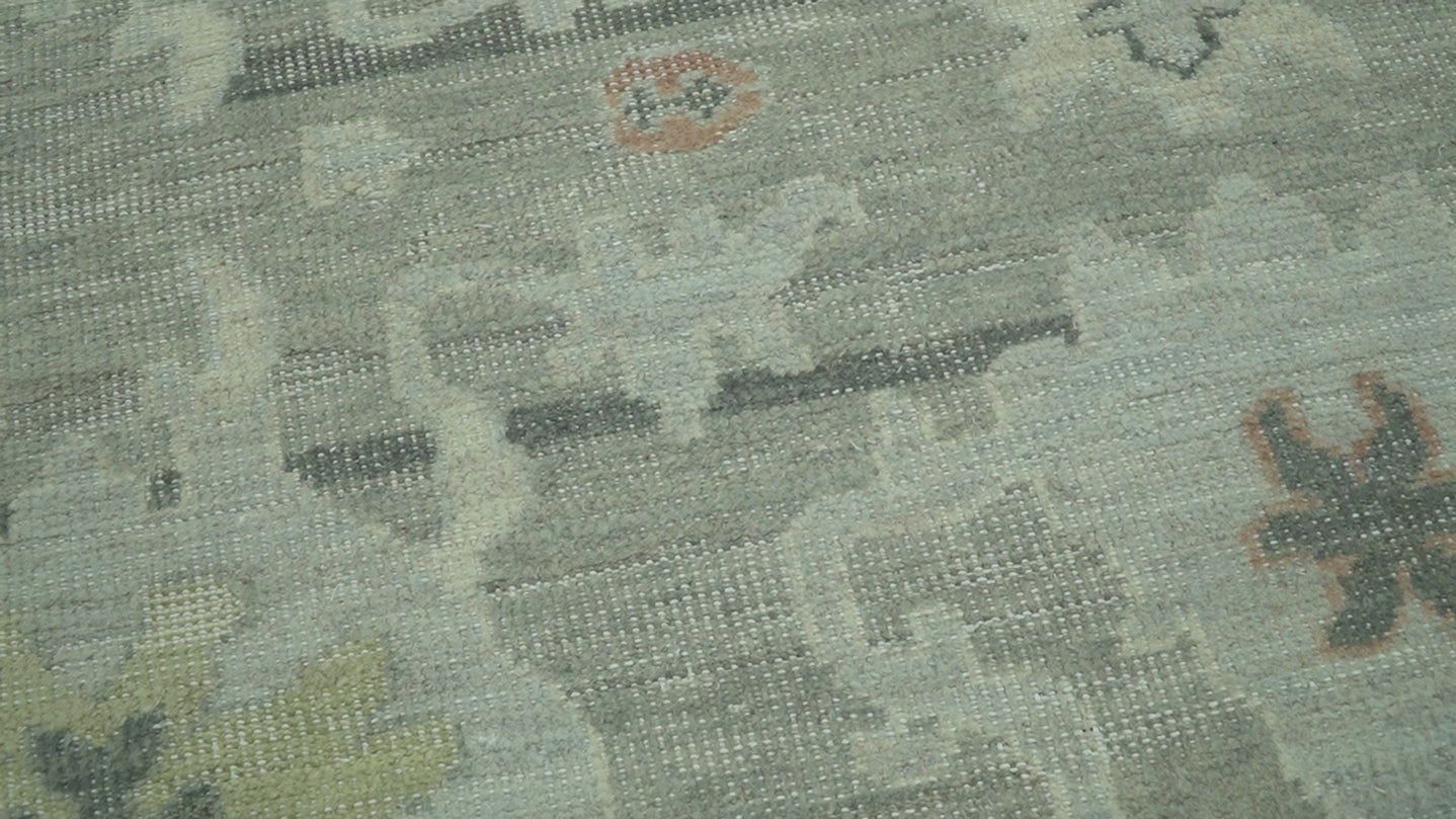 Modern Ikat Design Silver And Blue Hand Knotted Custom Made wool rug