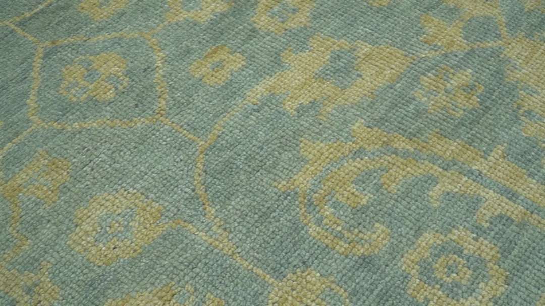 Custom Made Blue And Beige Traditional Floral Hand Knotted Wool Rug