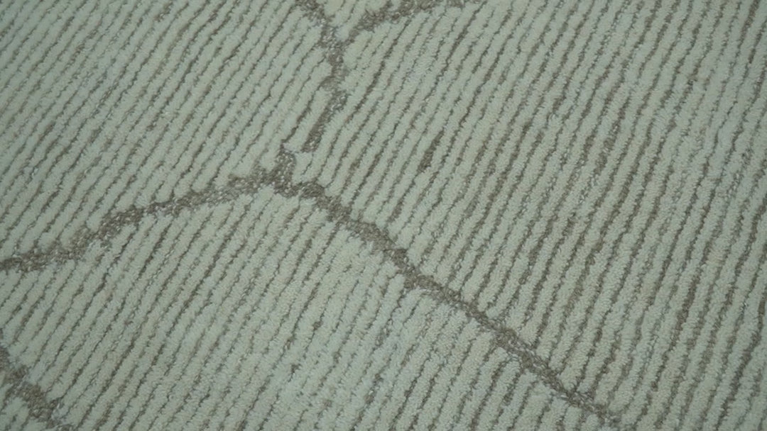 Contemporary Pattern Brown And Ivory Hand Tufted 8x10 Wool Rug