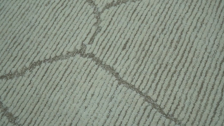 Contemporary Pattern Brown And Ivory Hand Tufted 8x10 Wool Rug